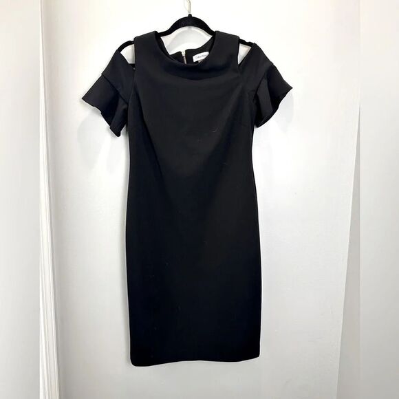 Calvin Klein Dresses & Skirts - Calvin Klein Cap Sleeve Midi Dress Womens Size 10 Black Tie Formal Back Zip